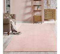 the carpet Relax Rug, Modern, Fluffy, Short Pile, Non-Slip Underside, Washable up to 30°C, Super-Soft, Fur Look, Blush, 60 x 110 cm