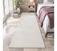 the carpet Rio - modern and soft carpet with non-slip backing and 3D look, fluffy surface, easy-care and robust, cream, 80 x 300 cm