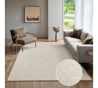 the carpet Rio - modern and soft carpet with non-slip backing and 3D look, fluffy surface, easy-care and robust, cream, 80 x 150 cm