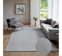 the carpet Rio Modern and Soft Rug for Living Room, Bedroom with Non-Slip Backing and 3D Look, Fluffy Surface, Easy to Clean and Robust, Grey, 240 x 340 cm