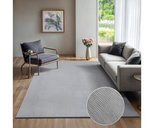 the carpet Rio Modern and Soft Rug for Living Room, Bedroom with Non-Slip Backing and 3D Look, Fluffy Surface, Easy to Clean and Robust, Grey, 240 x 340 cm