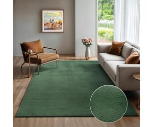 the carpet Rio Modern and Soft Rug for Living Room, Bedroom with Non-Slip Backing and 3D Look, Fluffy Surface, Easy to Clean and Robust, Green, 240 x 340 cm