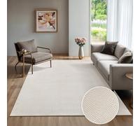 the carpet Rio Modern Short Pile Rug, Soft and Easy-Care Non-Slip Rug with 3D Look, Durable, for Living Room and Bedroom, Cream, 300 x 400 cm