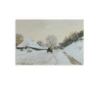 The Cart. Road Under The Snow in Honfleur by Claude Monet Wall Art Prints Poster Canvas Painting Poster Wall Art Decorative Picture Prints Modern Decor 12x18inch(30x45cm)