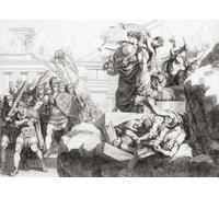 The Carthaginian general Hasdrubal the Boetharch finds himself shamefully as his wife curses him and is about to throw herself and her two sons into the flames of a burning temple after her surrender