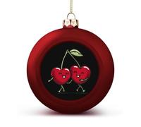 The Cartoon Cherries Hugging Christmas Baubles Hanging 4PCS