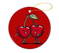The Cartoon Cherries Hugging Round Decor Hanging Ornament 2 Pcs