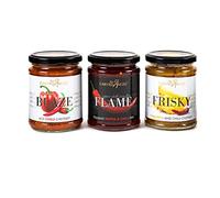 The Carved Angel - The Wild Bunch Chutneys and Jam (Blaze, Flame, Frisky) - Warm and Spicy Flavours for Sandwiches, Salads, Meats and More - 12oz each