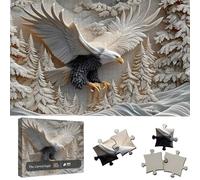 The Carved Eagle Jigsaw Puzzle 1000 Pieces, Art Puzzle Game, Majestic Bald Eagle Puzzle Game, Challenging Bald Eagles Mid-Flight Design Puzzles, Perfect Home DecorationFamily Activity
