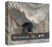 The Carved Eagle Jigsaw Puzzle 1000 Pieces, Artistic Carved Eagle Puzzle, Challenging Bald Eagles Puzzles Game for Family Activity Home Decoration (1pc)