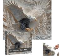 The Carved Eagle Jigsaw Puzzle 1000 Pieces Bird Jigsaw Puzzle for Adults Challenging Bald Eagle Puzzles Game Aesthetic Difficult Jigsaws Home Decor Family Fun Puzzles Game Toy Gift for Men Women