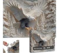 The Carved Eagle Jigsaw Puzzle 1000 Pieces, Carved Eagle Puzzle, Eagles Puzzles, Challenging and Artistic, Two-in-One Fun & Decor, Monochrome Style for Family Activity Home Decoration (#1pc)
