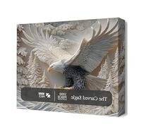 The Carved Eagle Jigsaw Puzzle 1000 Pieces, Challenging Bald Eagle Puzzle Game, Majestic Bald E agle P uzzle Game, for Family Activity Home Decoration (1set)