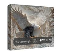 The Carved Eagle Jigsaw Puzzle 1000 Pieces for Adult, Majestic Bald Eagle Puzzle Game, Challenging Bald Eagles in Flight Design Puzzles, Perfect for Family Activity and Home Wall Decoration