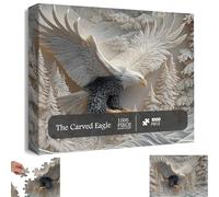 The Carved Eagle Jigsaw Puzzle 1000 Pieces, Majestic Bald Eagle Puzzle Game, Challenging and Artistic Carved Forest Design Puzzles Game, Perfect Home Decoration & Family Activity (1Pcs)