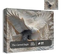 The Carved Eagle Jigsaw Puzzle 1000 Pieces - Majestic Bald Eagle Puzzle Game, Challenging Bald Eagle Puzzle Game, Eagle Wildlife Art Design, Perfect Home Decoration & Family Activity