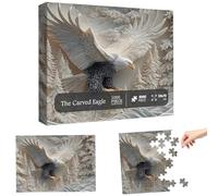 The Carved Eagle Jigsaw Puzzle 1000 Pieces, Majestic Bald Eagle Puzzle Game, Challenging Bald Eagle Puzzles Game, Artistic Wildlife Design Forest Art For Family Activity (2)