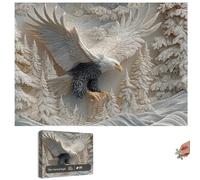The Carved Eagle Jigsaw Puzzle 1000 Pieces, Majestic Bald Eagle Puzzle Game, Challenging Bald Eagles Mid-Flight Design Puzzles, Perfect Family Game Night & Home Wall Decoration