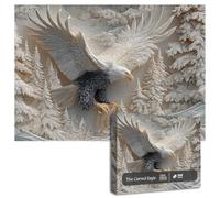 The Carved Eagle Jigsaw Puzzle 1000 Pieces, Majestic Bald Eagle Puzzle Game, Challenging Bald Eagles Puzzles Game for Adults, Artistic Wildlife Design, for Family Activity and Decoration