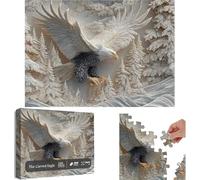 The Carved Eagle Jigsaw Puzzle 1000 Pieces, Majestic Bald Eagle Puzzle Game, Challenging Bald Eagles Puzzles Game for Adults, Artistic Wildlife Design, for Family Activity and Decoration