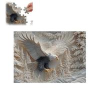 The Carved Eagle Jigsaw Puzzle 1000 Pieces, Majestic Bald Eagle Puzzle Game in Monochrome Forest Art, Challenging Bald Eagle Puzzles Game, Artistic Wildlife Design for Family Activity (1Pcs)