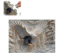 The Carved Eagle Jigsaw Puzzle 1000 Pieces, Majestic Bald Eagle Wildlife Puzzles Game, Challenging Eagle Wildlife Art Design Puzzles Game for Family Activity Home Decorations