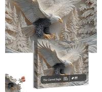 The Carved Eagle Jigsaw Puzzle 1000 Pieces, Majestic Bald Eagles in Flight Design, Challenging and Artistic Bald Eagle Jigsaw Puzzle for Home Decoration & Family Activity