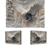 The Carved Eagle Puzzle, Majestic Challenging The Carved Eagle Jigsaw Puzzle 1000 Pieces of Captivating Bald Eagles in Flight, Great Gift for Nature Lovers (2pcs)