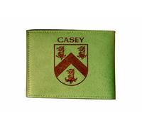 The Casey Irish Family Crest Coat of Arms Green Pu Leather Wallet Personalised Laser Engraved Bifold
