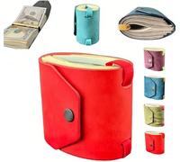 The Cash Wrap Wallet, Cash Wrap Wallets with Magnetic Clasp, Fast Cash Access Money Holder for Cash, Small Compact Luxury Pocket Wallet 1 to 99 Bills (Red)