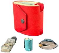 The Cash Wrap Wallet, Leather Money Wallet Organizer, Fast Cash Access Money Holder for Cash, Coin Purse with Magnetic Clasp (red)