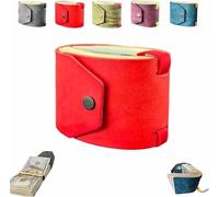 The Cash Wrap Wallet, Leather Money Wallet Organizer, Fast Cash Access Money Holder for Cash, Handy Purse Bands with Magnetic Clasp, Simple Travel Wallets, Small Compact Luxury Pocket Wallets (Red)