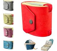 The Cash Wrap Wallet, Leather Money Wallet Organizer, Fast Cash Access Money Holder for Cash, Simple Travel Wallets, Handy Purse Bands with Magnetic Clasp, Small Compact Luxury Pocket Wallets (Red)