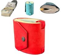 The Cash Wrap Wallet, Leather Money Wallet Organizer, Fast Cash Access Money Holder for Cash, Simple Travel Wallets, Handy Purse Bands with Magnetic Clasp, Small Compact Luxury Pocket Wallets(Red)