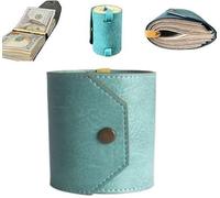 The Cash Wrap Wallet, Leather Money Wallet Organizer, Fast Cash Access Money Holder for Cash, Simple Travel Wallets, Handy Purse Bands with Magnetic Clasp, Small Compact Luxury Pocket Wallets(Blue)