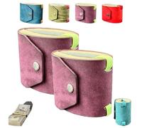 The Cash Wrap Wallet with Clasp - Full-Grain Leather Money Organizer with Magnetic Snap, Fast Access Bill Holder for 1-99 Bills(Purple2pc)