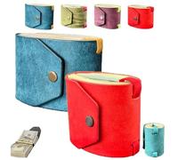 The Cash Wrap Wallet with Clasp - Full-Grain Leather Money Organizer with Magnetic Snap, Fast Access Bill Holder for 1-99 Bills(Blue+Red)