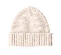 The Cashmere Choice Extra Soft Touch Lambswool Beanie - 100% Pure Wool Ribbed Winter Hat for Men & Women - Made in Scotland - Rona (UK, Alpha, One Size, Cream)