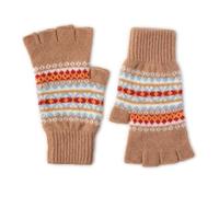 The Cashmere Choice Fairisle Patterned Fingerless Gloves for Ladies | Kerse | Lomond Lambswool (2401 - Camel)