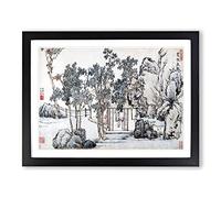 The Cassia Grove By Wen Zhengming Asian Japanese Framed Wall Art Print, Ready to Hang Picture for Living Room Bedroom Home Office Décor, Black A2 (64 x 46 cm)