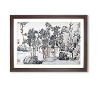 The Cassia Grove by Wen Zhengming Framed Print | A2 Walnut Framed Wall Art | Ready to Hang | Modern Nature Picture | Living Room Bedroom Lounge Office