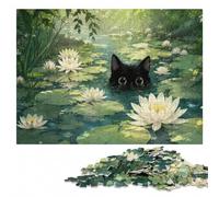 The Cat Among The Lilies Wooden Puzzle for Adults, Hobby Gift, 300 Pieces | Adult Puzzle: tabletop activity for adults in spare time.