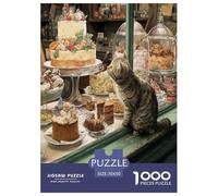 The Cat at The Entrance of The Cake Shop Jigsaw Puzzles Puzzle for Adults Kids. 1000 Piece Great Gifts Challenge Toy Educational Games Home Decoration for Educational Games Gifts 70x50cm/1000pcs
