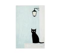 The Cat Beneath The Lamp Canvas Poster Bedroom Decor Landscape Office Room Decor Gift 12x18inch(30x45cm)