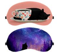 the Cat Beneath the Night Sky 2-Pack Light-Blocking Soft Breathable Sleeping Mask Eye Patch