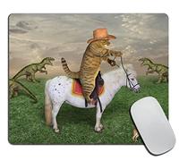 The cat Cowboy on a Horse grazes a Herd of Dragons on The Farm Rectangular Mouse Pad, Non-Slip Rubber MousePads for Office Home Laptop,9.5"x7.9"x0.12" Inch