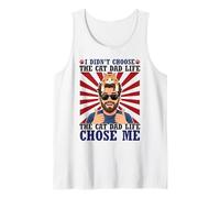 The Cat Dad Life Chose Me Funny Ginger Tabby Cat Sunglasses Tank Top
