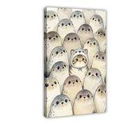 The Cat Hidden within The Little Seal Canvas Poster Wall Art Decor Print Picture Paintings for Living Room Bedroom Decoration 12x18inch(30x45cm)