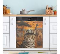 The Cat in The Hat Dishwasher Magnet Cover for Door Front, Large Metal Decorative Kitchen Dishwasher Panel Decal Refrigerator Magnetic Decor Sticker 58 x 66 CM
