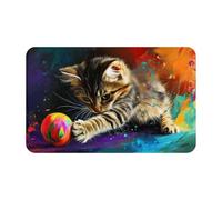 The Cat Is Playing With The Colorful Ball.Supernatural Symbols Black Printing 1pcs Quick Dry Peach Skin Velvet Beach Towel Oversized 55''X27.5'' For Adults, Super Absorbent Towel